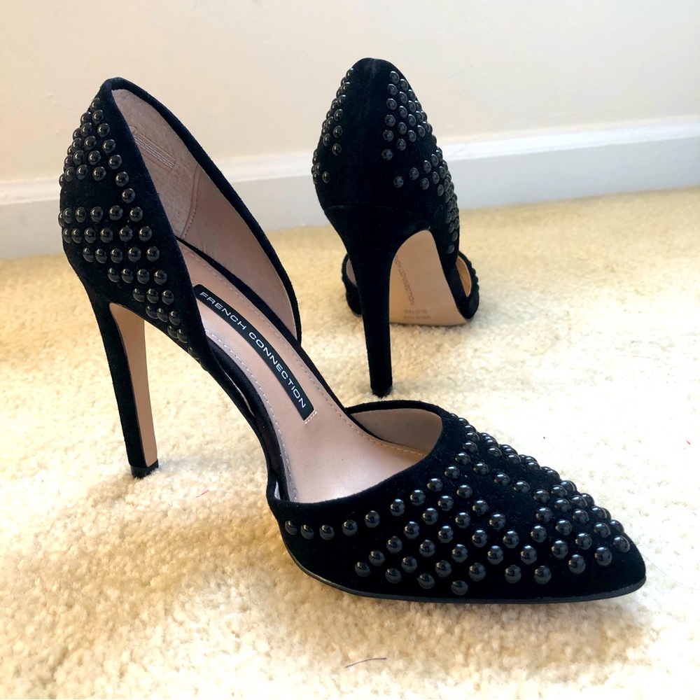 NWT 🤩 👠 Sz 6.5 French Connection suede beaded d’orsay pumps